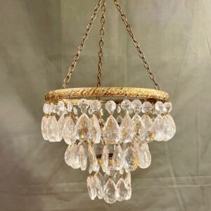 Early 20th Century Waterfall Chandelier With Glass Pear Teardrops