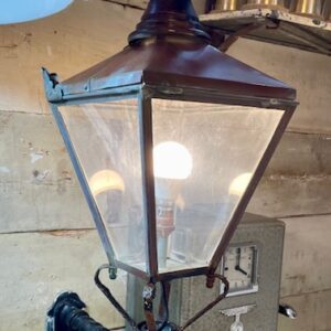 Vintage Lantern With Cast Iron Barley Twist Bracket