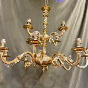 Alternative view of Early 20th Century Brass Two Tier Twelve Arm Chandelier