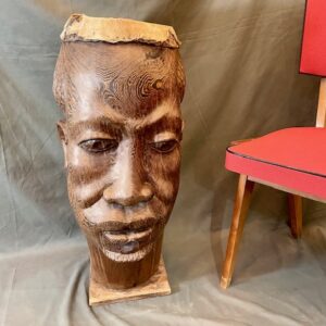 Carved African Panga Panga Wood Head Drum
