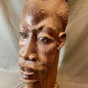 Alternative view of Carved African Panga Panga Wood Head Drum