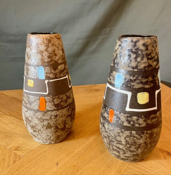 Vintage Pair Of West German Pottery Vases