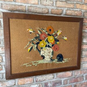 Mid Century Wool Tapestry 'Flower Vase'