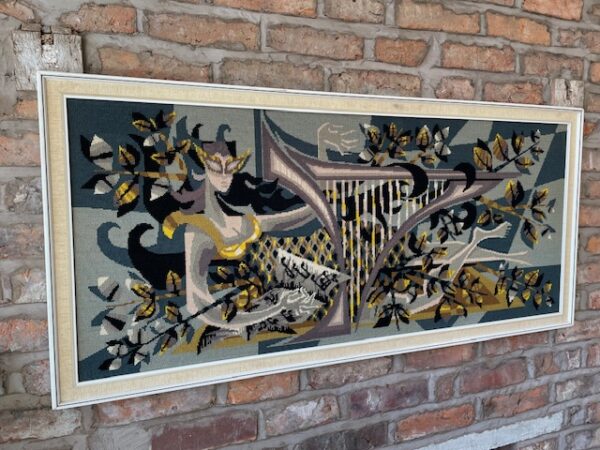 Mid Century French Wool Tapestry 'Euterpe With Lyre'