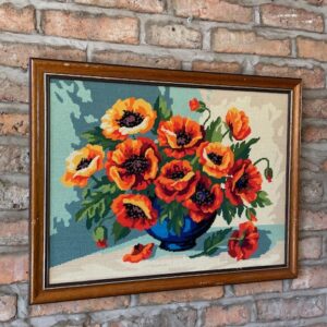 Mid Century French Wool Tapestry 'Poppies'