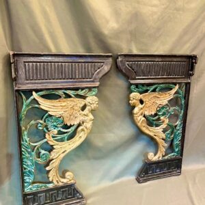 French Art Deco Cast Iron Wash Stand Panels