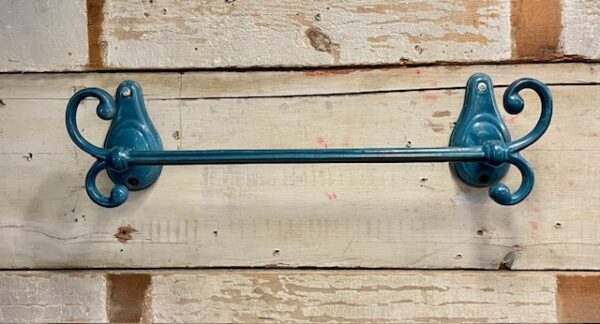 Mid Century French Blue Enamel Towel Rail