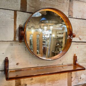 Mid Century Acrylic Pivot Mirror & Matching Shelf