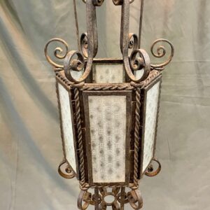 Alternative view of French Gothic Lantern Wrought Iron With Glass Panels