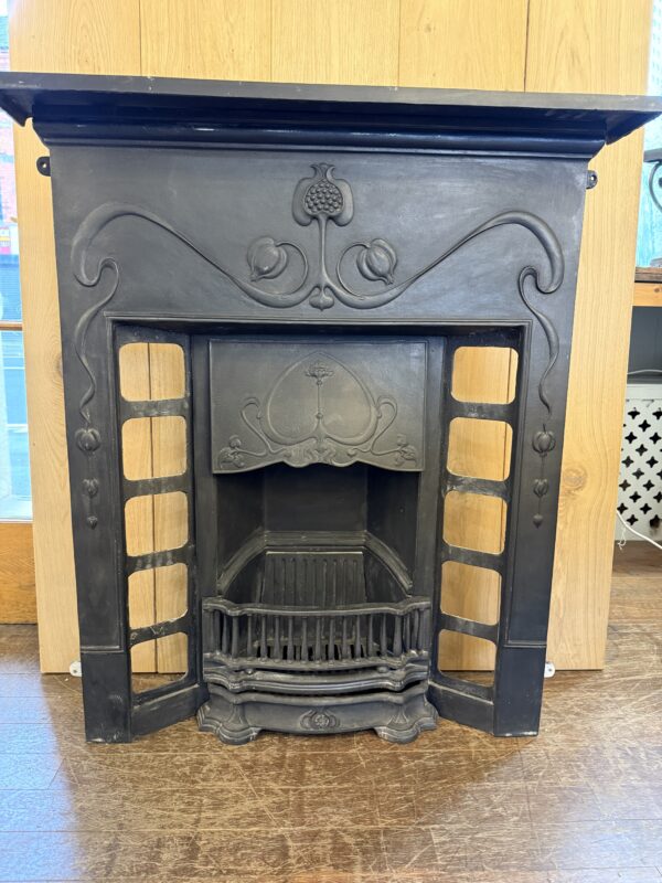 Art Nouveau Style Cast Iron Combination Fireplace