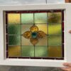 Art Nouveau Belgian Leaded Glass 3 Piece Panel