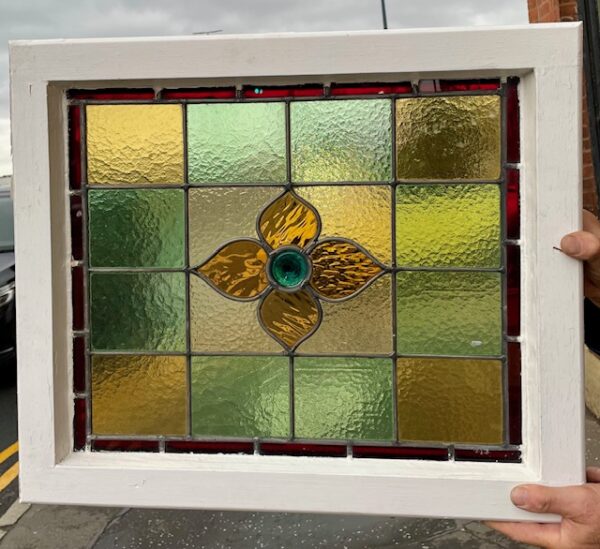 Mid Century Framed Stained Glass Panel