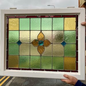 Mid Century Framed Stained Glass Panel