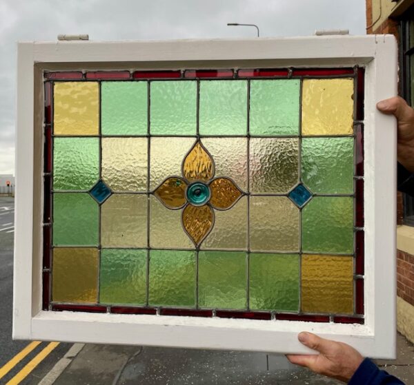 Mid Century Framed Stained Glass Panel