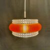 Mid Century Brass And Ash Pendant With 3 White Glass Shades