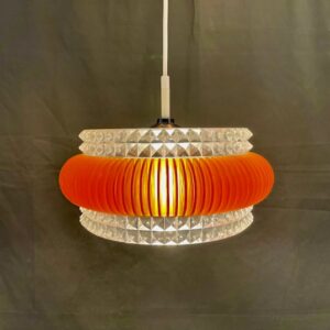 Mid Century French Pendant In Glass & Acrylic