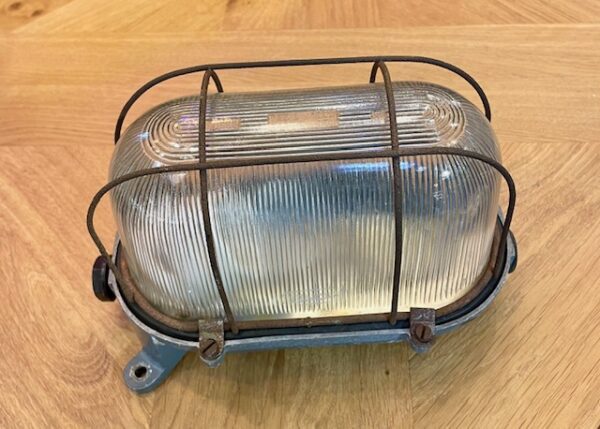 Mid Century High Dome Bulkhead Light With Cage