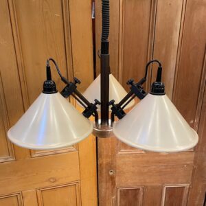 Mid Century Belgian Rise & Fall Pendant With Three Metal Shades