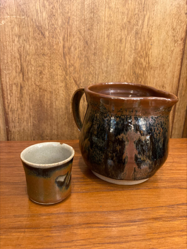 Mid Century Drip Glaze Jug & Small Cup