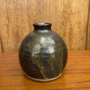 Mid Century Stoneware Drip Glaze Bud Vase
