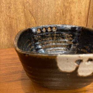 Alternative view of Mid Century Stoneware Bowl With Decorative Holes