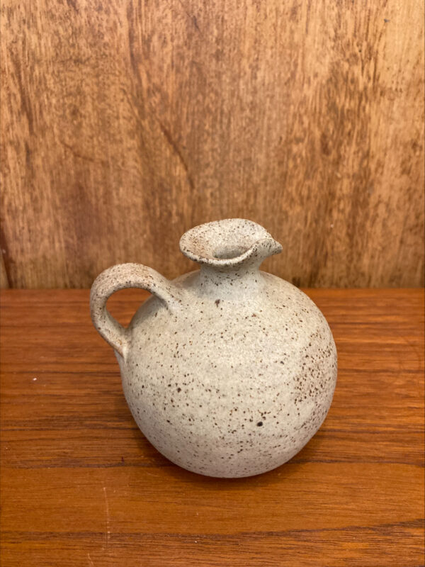 Mid Century Stoneware Bud Vase With Handle