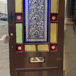 Victorian Painted Pine Exterior Door With Etched Glass