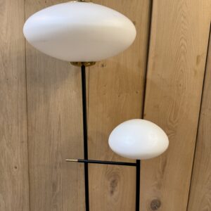 Mid Century Opaline & Metal Standard Lamp