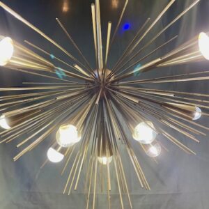Alternative view of Mid Century Ten Light Sputnik Starburst Pendant With Brass Finish