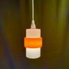Art Deco Three Light Pendant On Metal Frame With Floral Motif