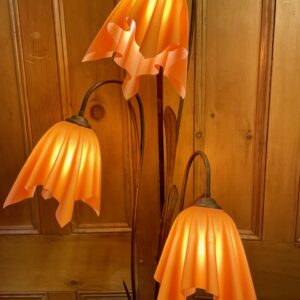 Alternative view of Vintage Cocktail Floor Lamp With Two Smoked Glass Tables & Three Plastic Shades