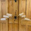 Mid Century Five Arm Pendant With White Glass Shades