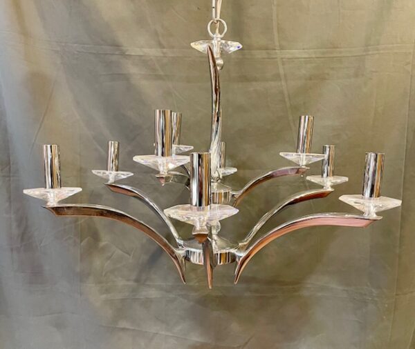 Wroxton Chrome Plated Cast Brass Nine Light Chandelier