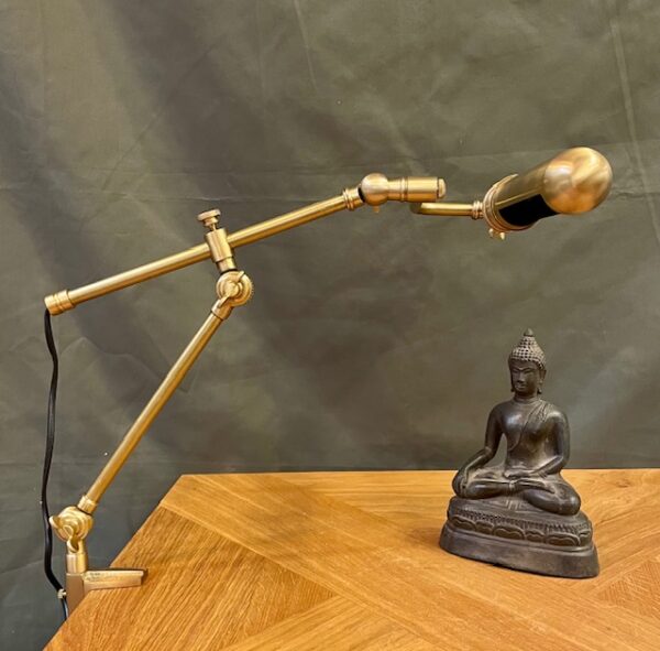 Vintage Brass Adjustable Lamp With Clamp Foot