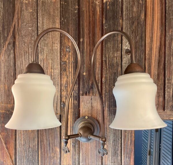 Victorian Style Double Wall Sconce With Bell Shades