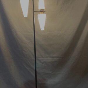 Alternative view of Mid Century Floor Lamp Black Steel Frame & Four White Glass Shades & Brass