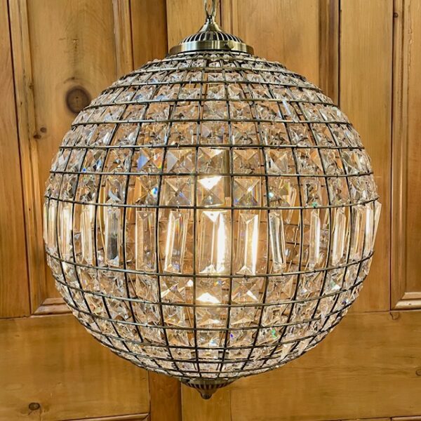 Contemporary Antique Brass Globe Sphere Pendant