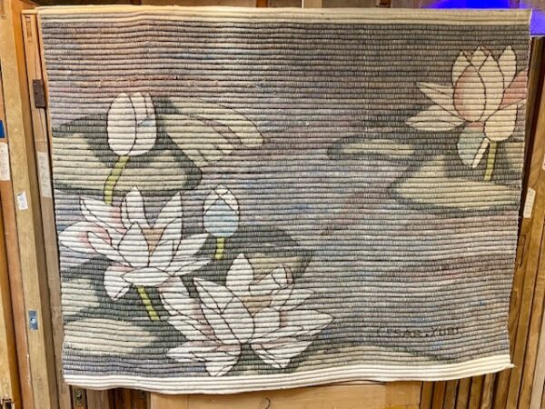 Vintage Handwoven Wall Hanging With Lotus Flower Design