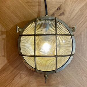 Alternative view of Vintage Brass Bulkhead With Porthole Style Grill