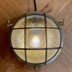 Vintage Brass Bulkhead With Porthole Style Grill