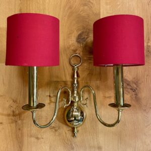 Vintage Brass Wall Light With Two Shades