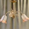 Mid Century Danish ‘Teak & Granules’ Four Shade Pendant