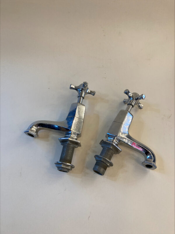 Art Deco Chrome Bath Taps Pair