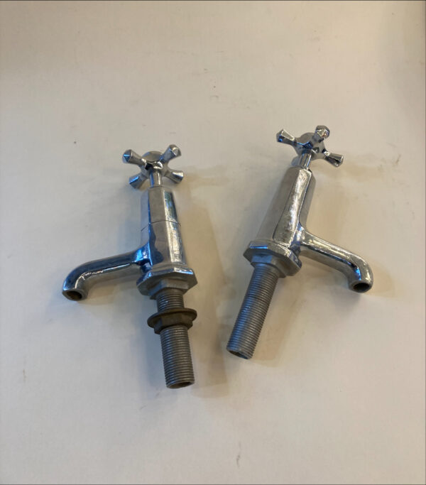 Art Deco Chrome Sink Taps Pair