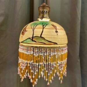 Vintage Rise & Fall Pendant Light With Fringed Glass Shade