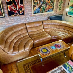 Vintage 1970s Italian Cognac Leather Modular Sofa