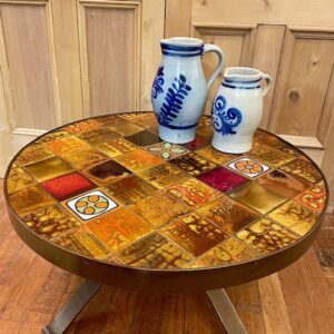 Mid Century French Steel & Ceramic Coffee Table