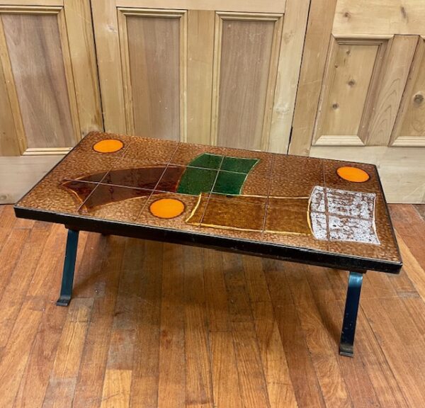 Mid Century French Coffee Table With Unique Tile Top