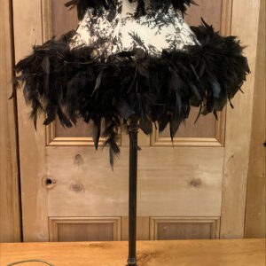 Edwardian Style Table Lamp With Black Feathered Shade