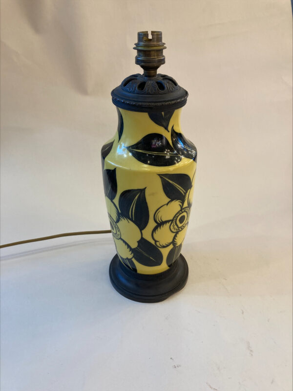 Vintage Glazed Ceramic Floral Lamp